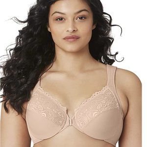 Women's Plus Size Wonderwire Front-Close Bra Underwire 42B, Café